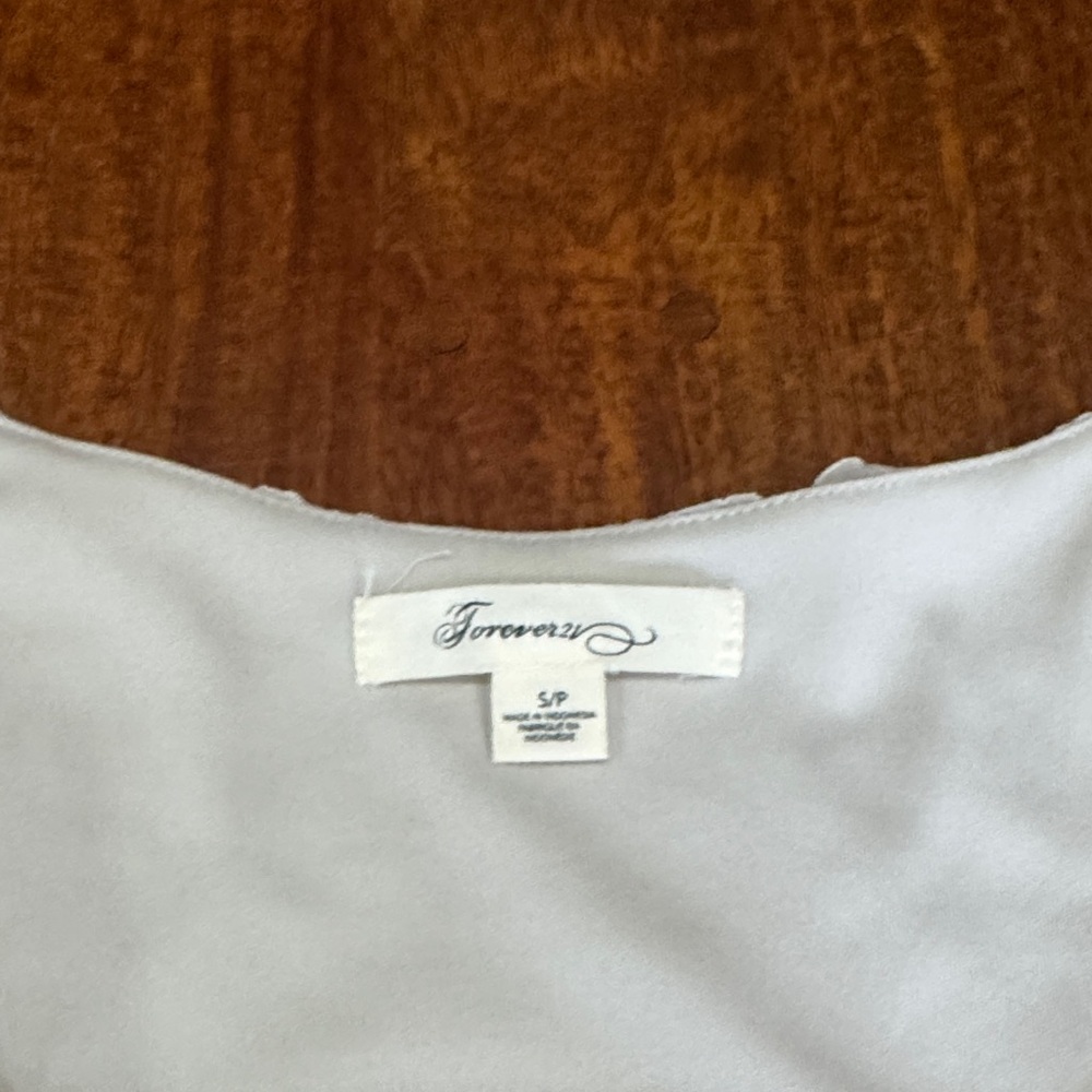 Forever 21 Ruffled Textured Cream Dress - Picture 2 of 5